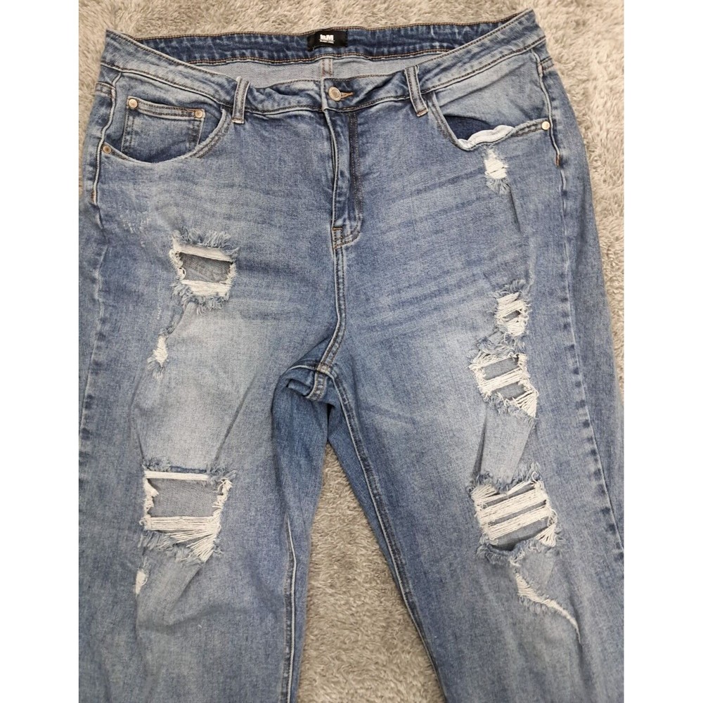 I&M Black Label Jeans Womens Sz 20 Plus I & M Denim Blue Stretch Distressed Pant - Picture 2 of 16